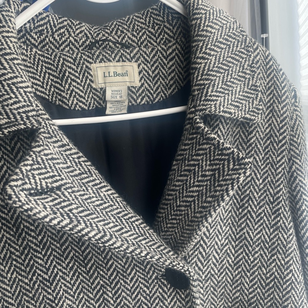L.L. Bean Black and White Herringbone Jacket